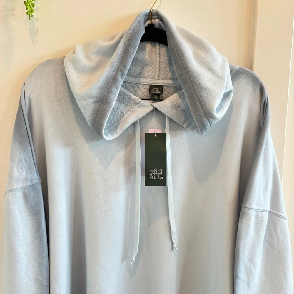Wild Fable Light Aqua Blue Hoodie Sweatshirt Tie Dye Detail Women's Size XXL NWT - Picture 3 of 9